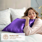 Satin Pillowcase 2 Pack - King Size (20''X40'', Purple) - Silky Pillow Cases For Hair And Skin - Satin Pillow Covers With Envelo