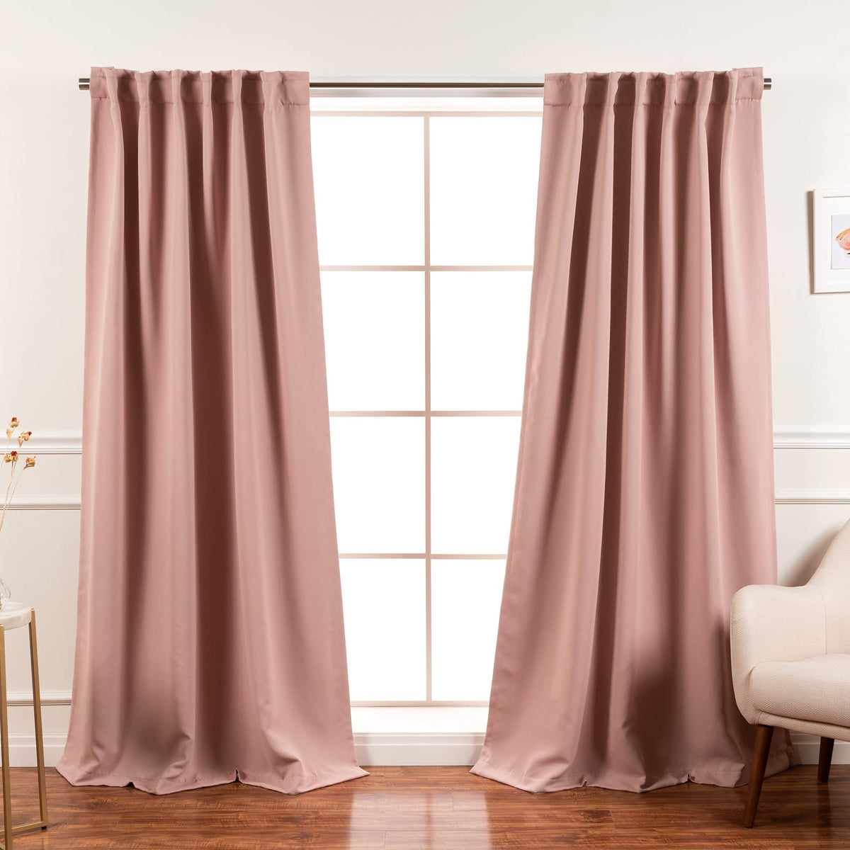 Best Home Fashion Thermal Insulated Blackout Curtains - Back Tab/ Rod Pocket - 52' W X 96' L - Dusty Pink (Set Of 2 Panels)