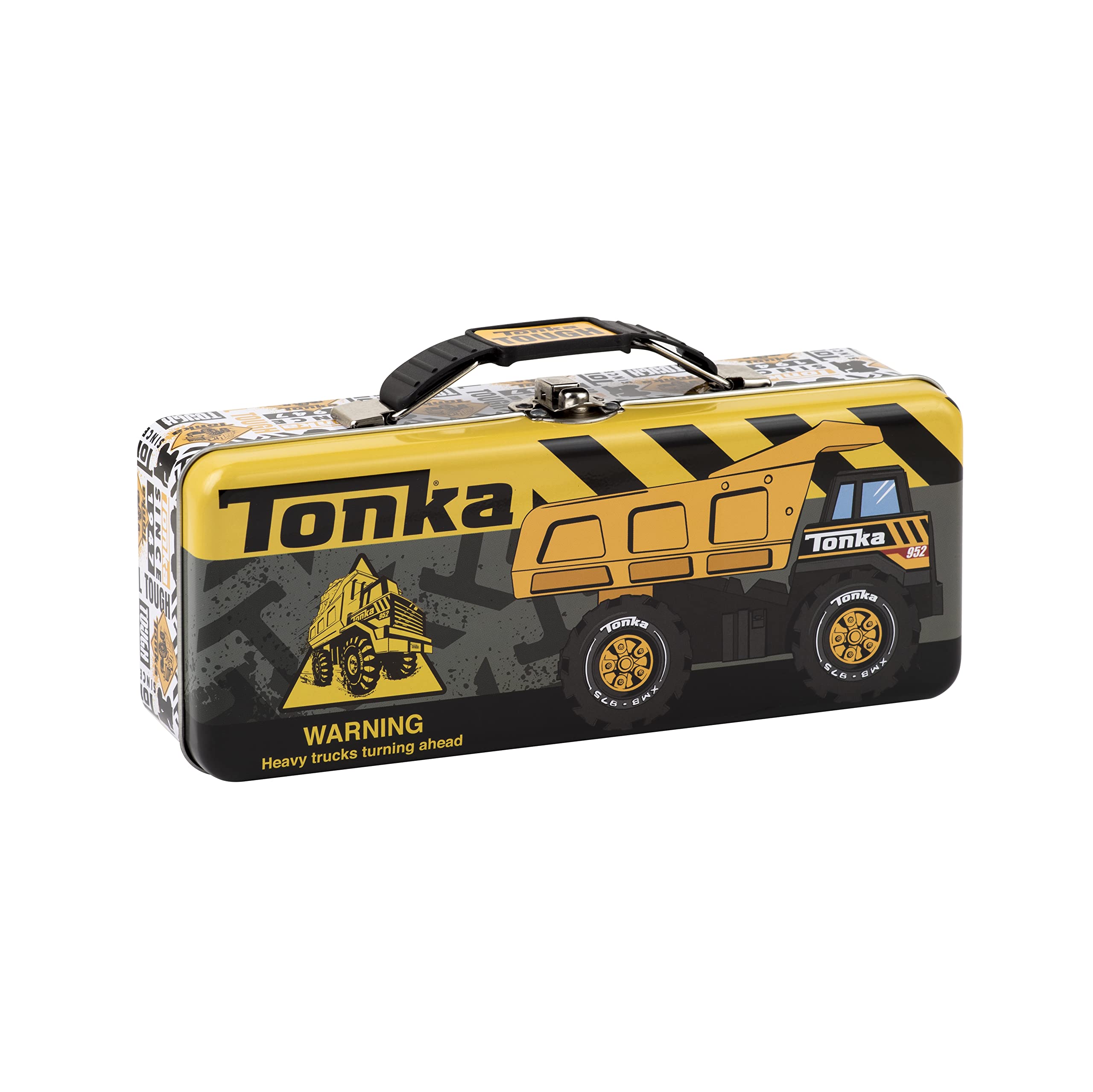 The Tin Box Company Tonka Pencil Box With Handle Clasp & Hinge, Model: 649407-12,Yellow