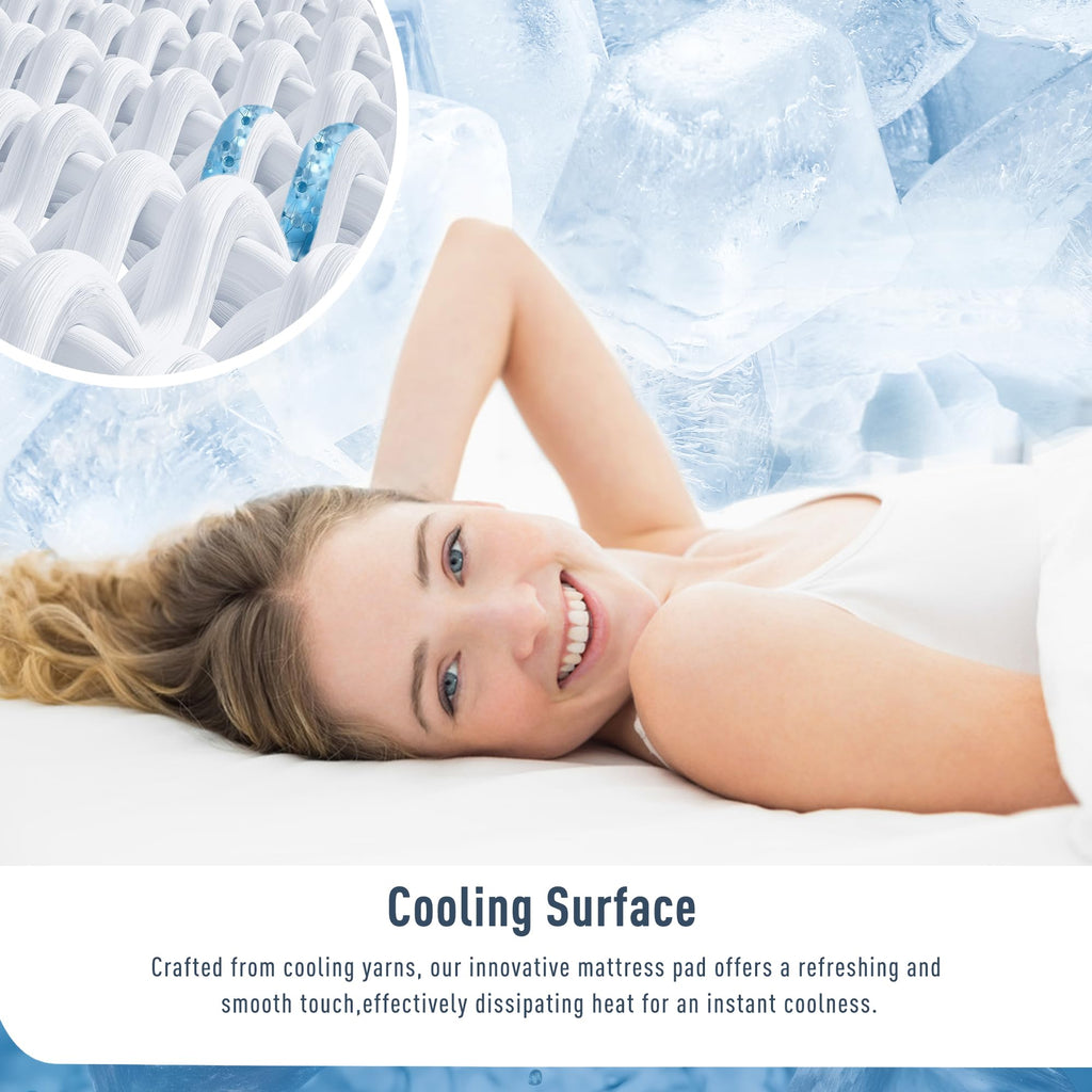 Homtec Cooling Mattress Pad California King Size Mattress Cover Waterproof Quilted Mattress Protector Extra Deep Pocket 18-22''