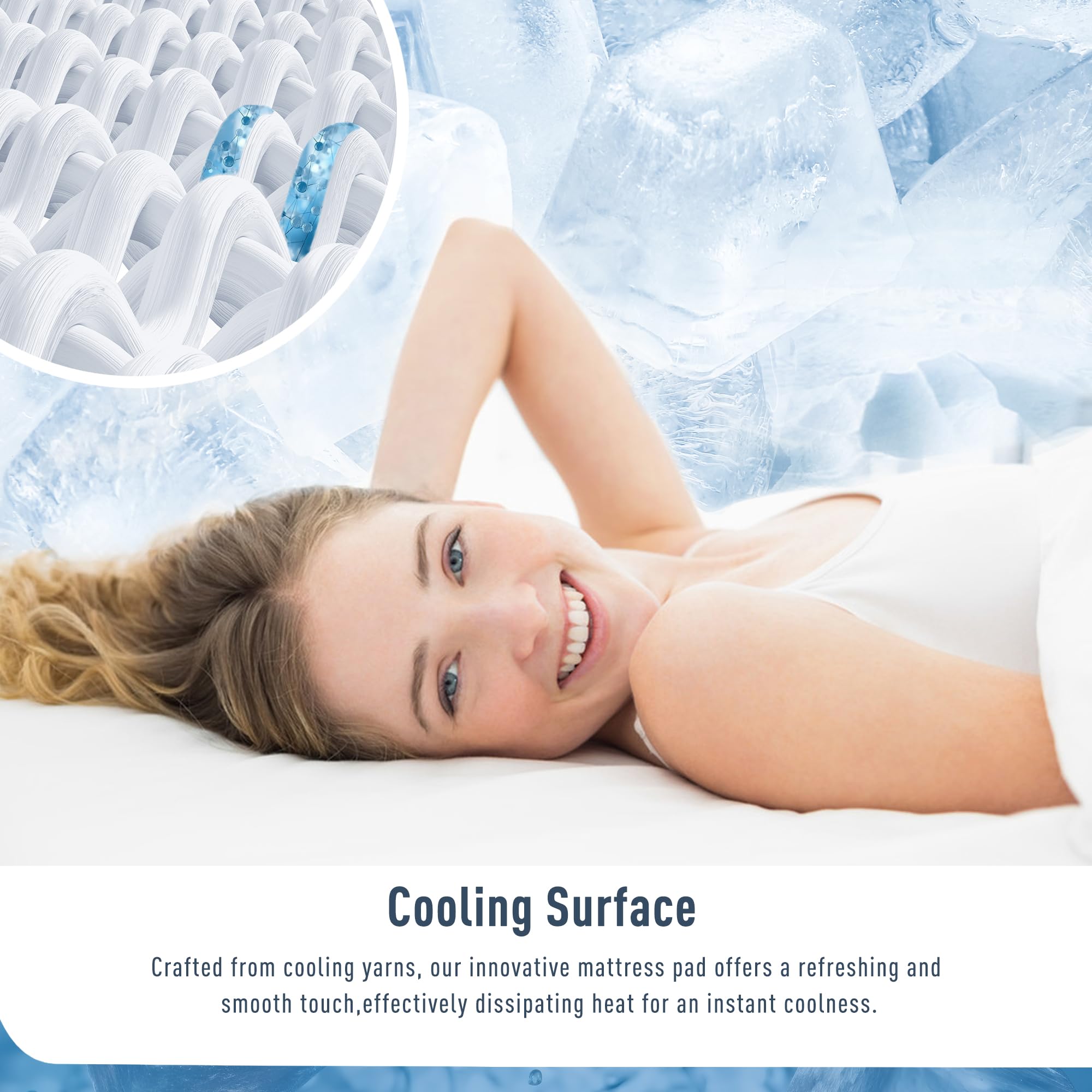 Homtec Cooling Mattress Pad King Size Mattress Cover Quilted Mattress Protector Extra Deep Pocket 18-22'' Thin & Soft For Hot Sl
