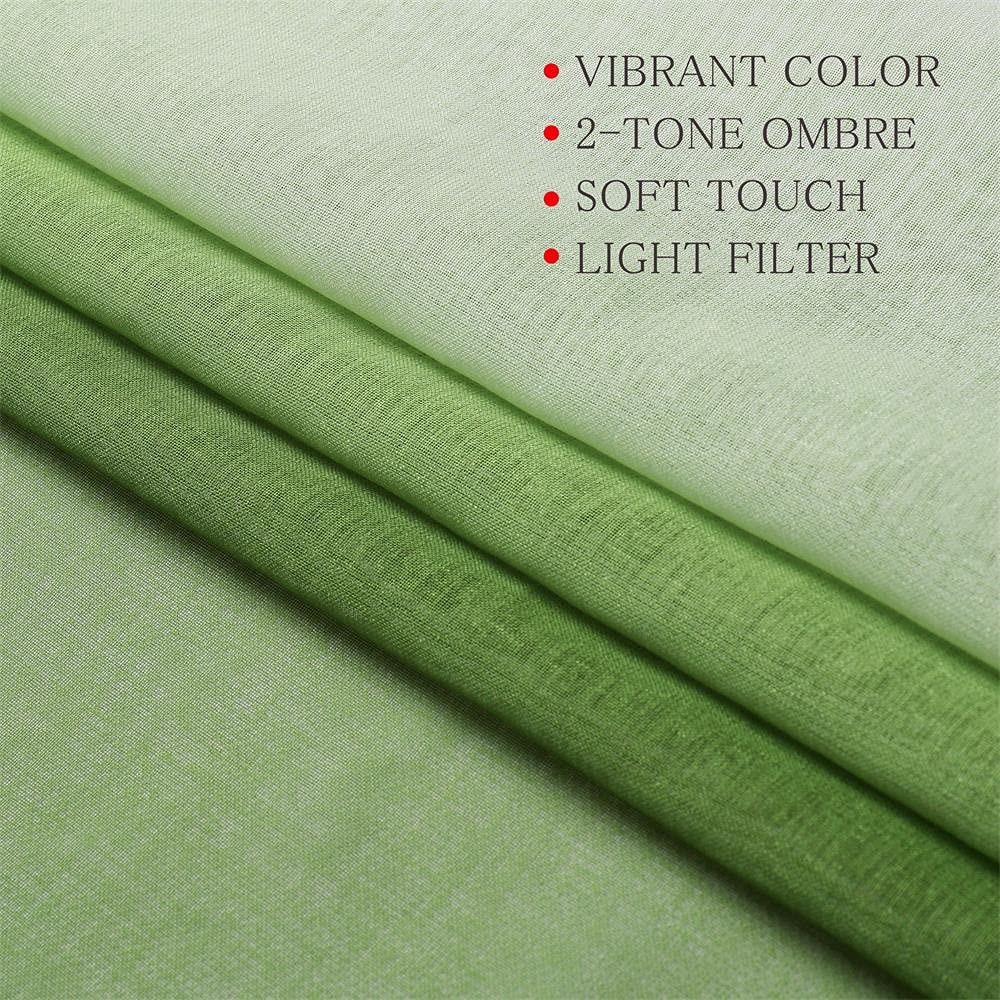 G2000 Sheer Curtains & Drapes 95 Inches Long Green And White Ombre Curtains For Bedroom Living Room Window Curtains Light Filter