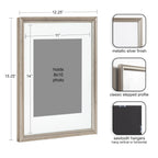 Kate And Laurel Adlynn Rectangle Picture Frame Set Of 4, 11 X 14 Matted To 8 X 10, Silver, Glam Four-Piece Frame Set For Gallery
