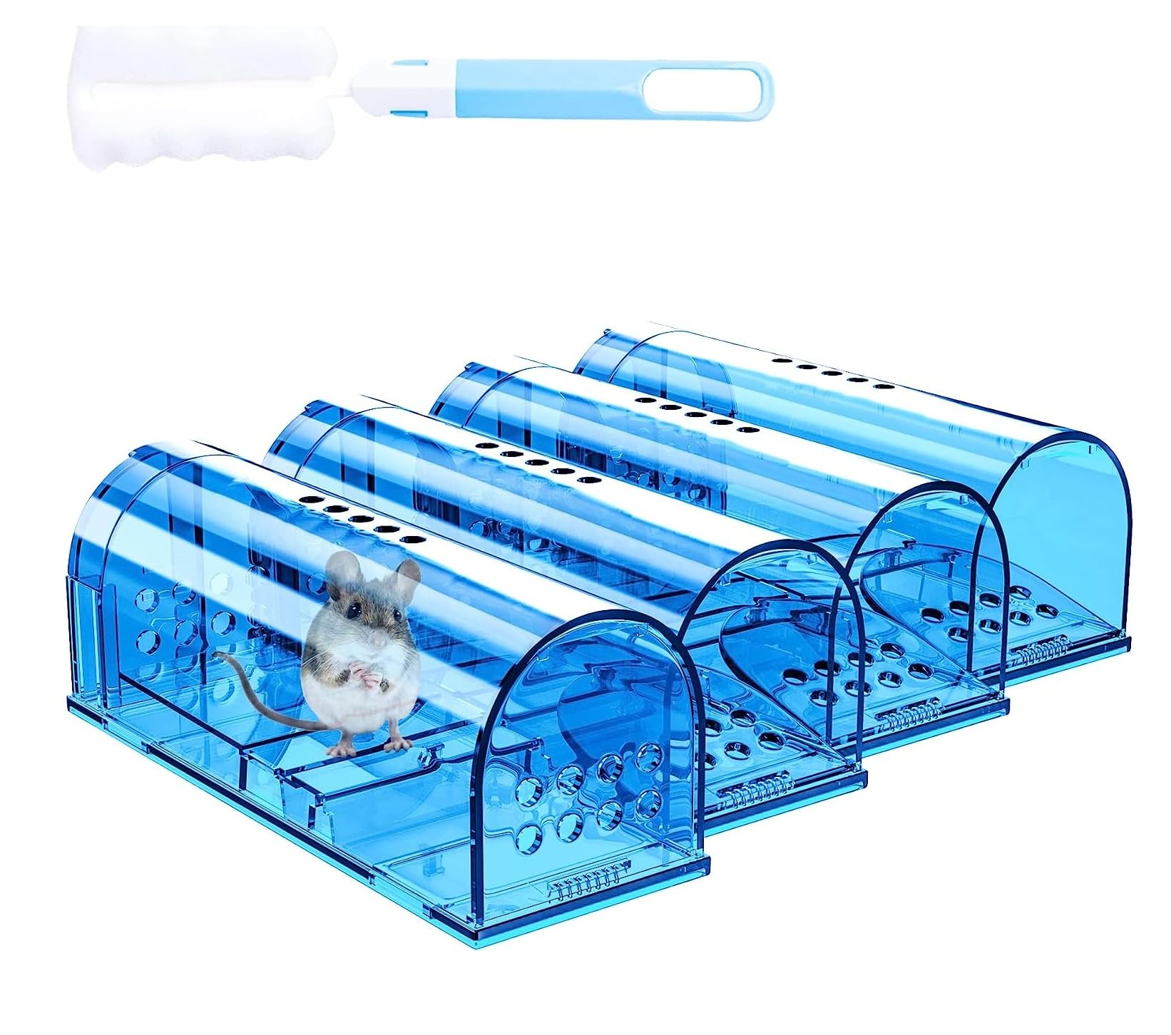 4 Pcs Humane Mouse Traps No Kill, Live Mouse Trap, Reusable Mice Trap Catch For House & Outdoors