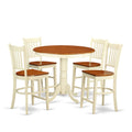 East West Furniture JAGR5-WHI-W 5 Piece Kitchen Counter Set Includes a Round Dining Room Table with Pedestal and 4 Dining Chairs, 36x36 Inch, Buttermilk & Cherry