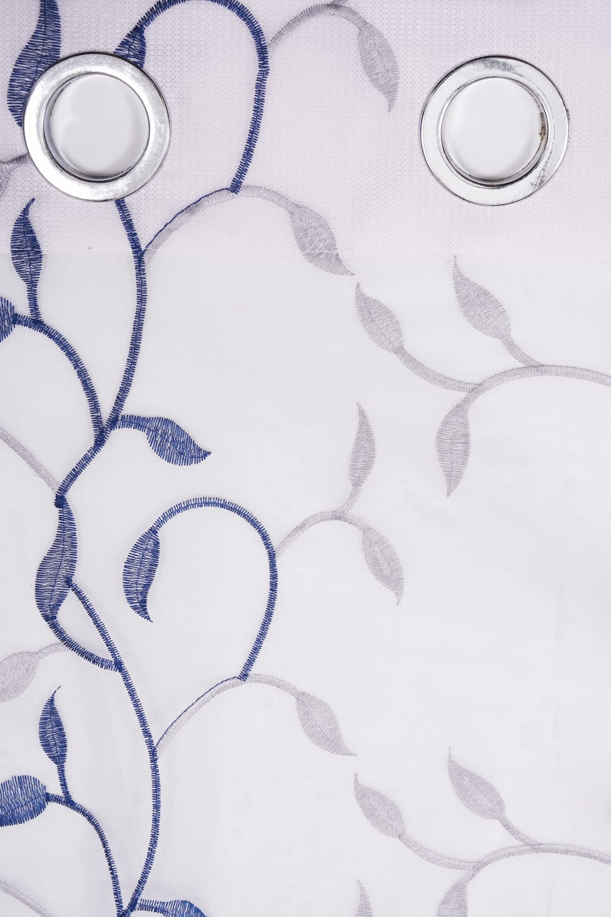 Parda online Sheer Tissue Eyelet Leaf Design Blue Long Window Curtain for Home 9Ft Pack of 4