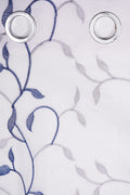 Parda online Sheer Tissue Eyelet Leaf Design Blue Door Curtain for Home 7Ft Pack of 2