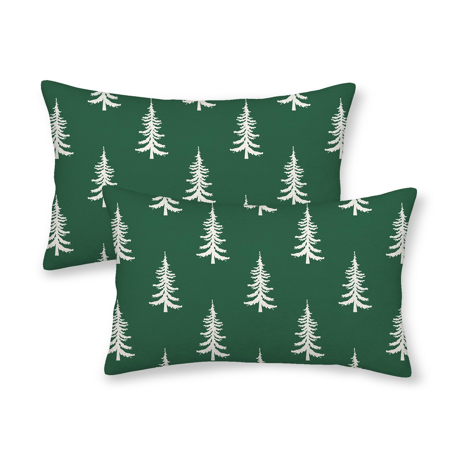 Cxmeifly Christmas Pillow Covers 12X20 Inch Set Of 2 Sage Green Cream Christmas Tree Decor Throw Pillows Winter Xmas Holiday Out