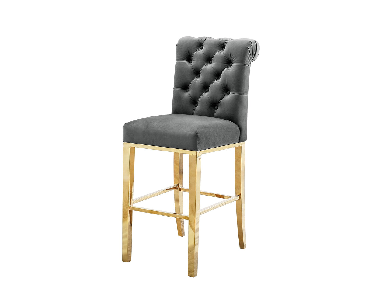 Best Quality Furniture Upholstered Barstools With Rolled Back And Gold Stainless Steel