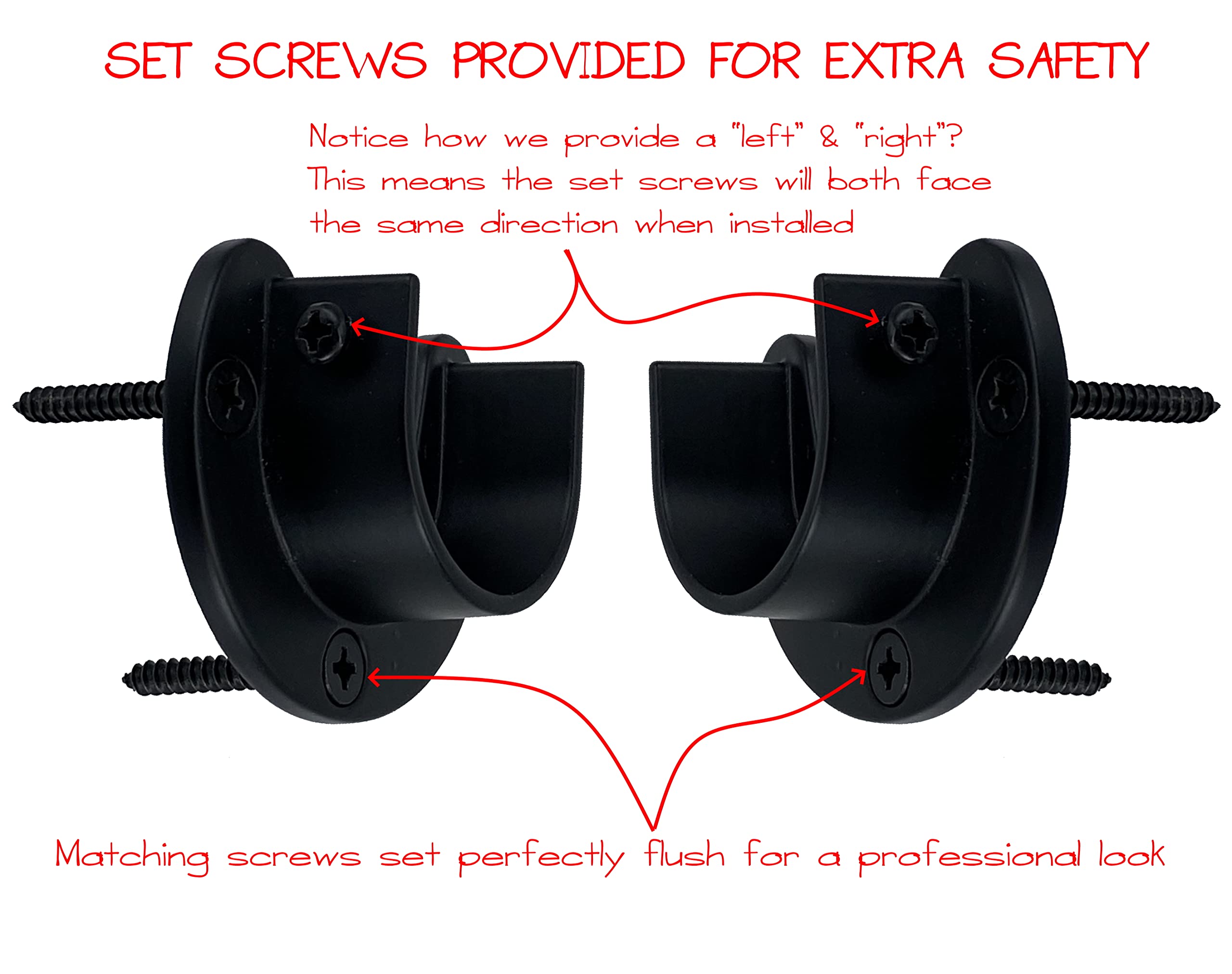 Desunia Closet Rod Support Flanges With Screw On Attachment | Heavy Duty Clothes Pole End Sockets For Wardrobes | Black | 2 Pack