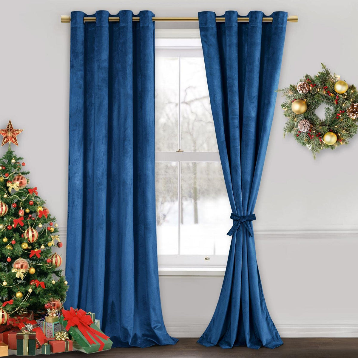 Jiuzhen Extra Long Velvet Curtains 120 Inches - Soft Retro Blackout Velvet Drapes Room Darkening Thermal Insulated For Living Ro