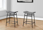 Monarch Specialties I 2385 Barstool, Counter Height, Set of 2, Kitchen, Grey Fabric, Black Metal, Contemporary, Modern