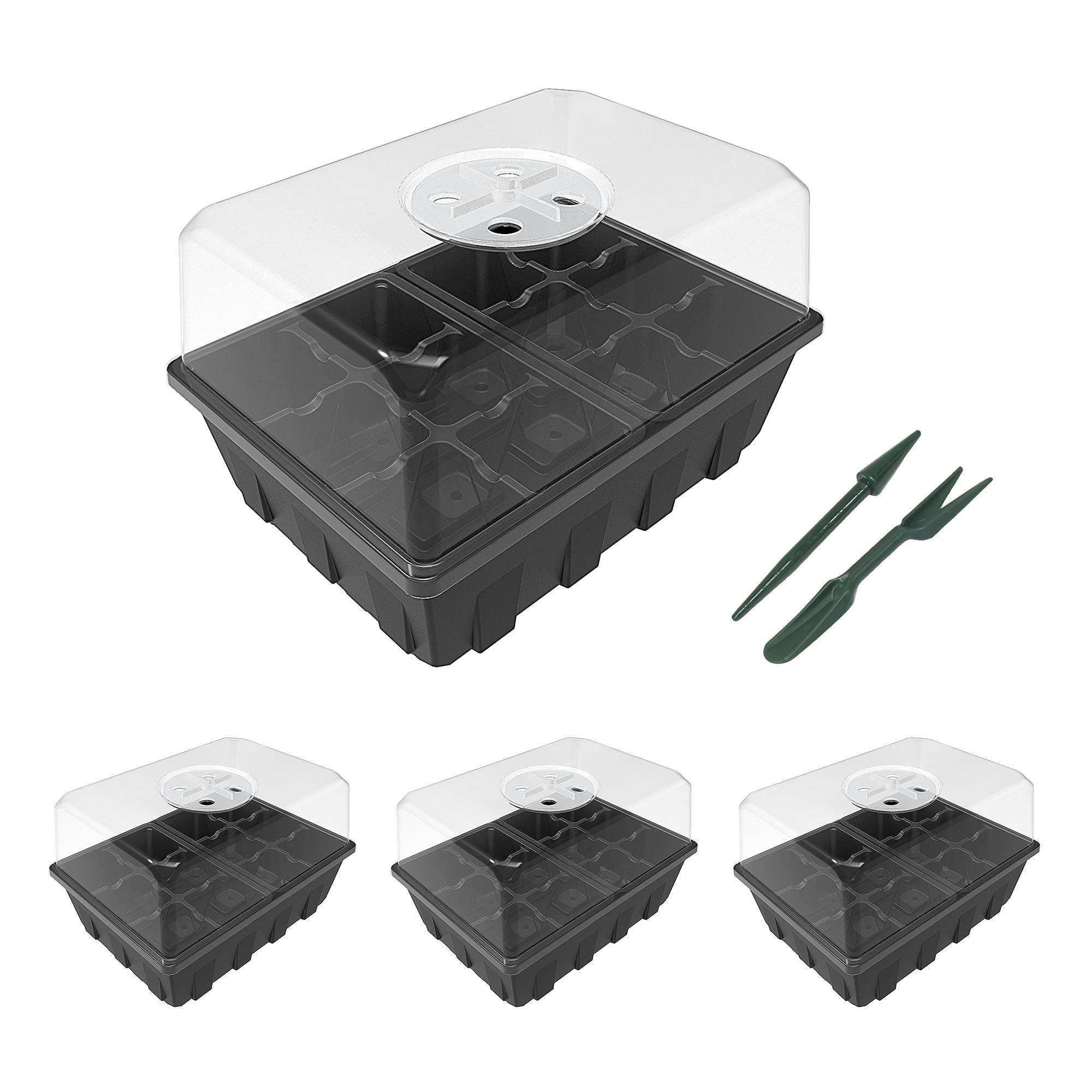 Gardzen 3-Set Garden Propagator Set, Clear Seed Tray Kits With 36-Cell, Seed Starter Tray With Dome And Base 6.6' X 4.5' (12-C