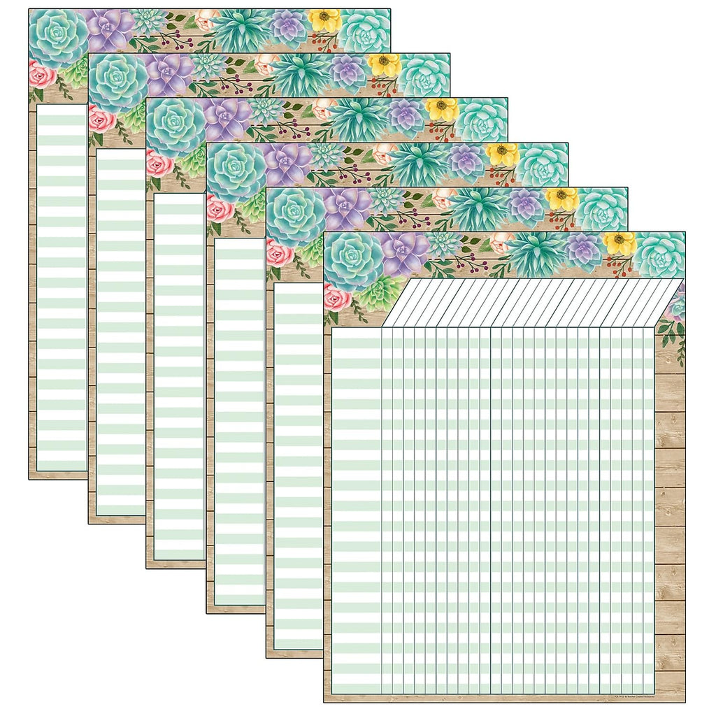 Rustic Bloom Incentive Chart, Pack Of 6