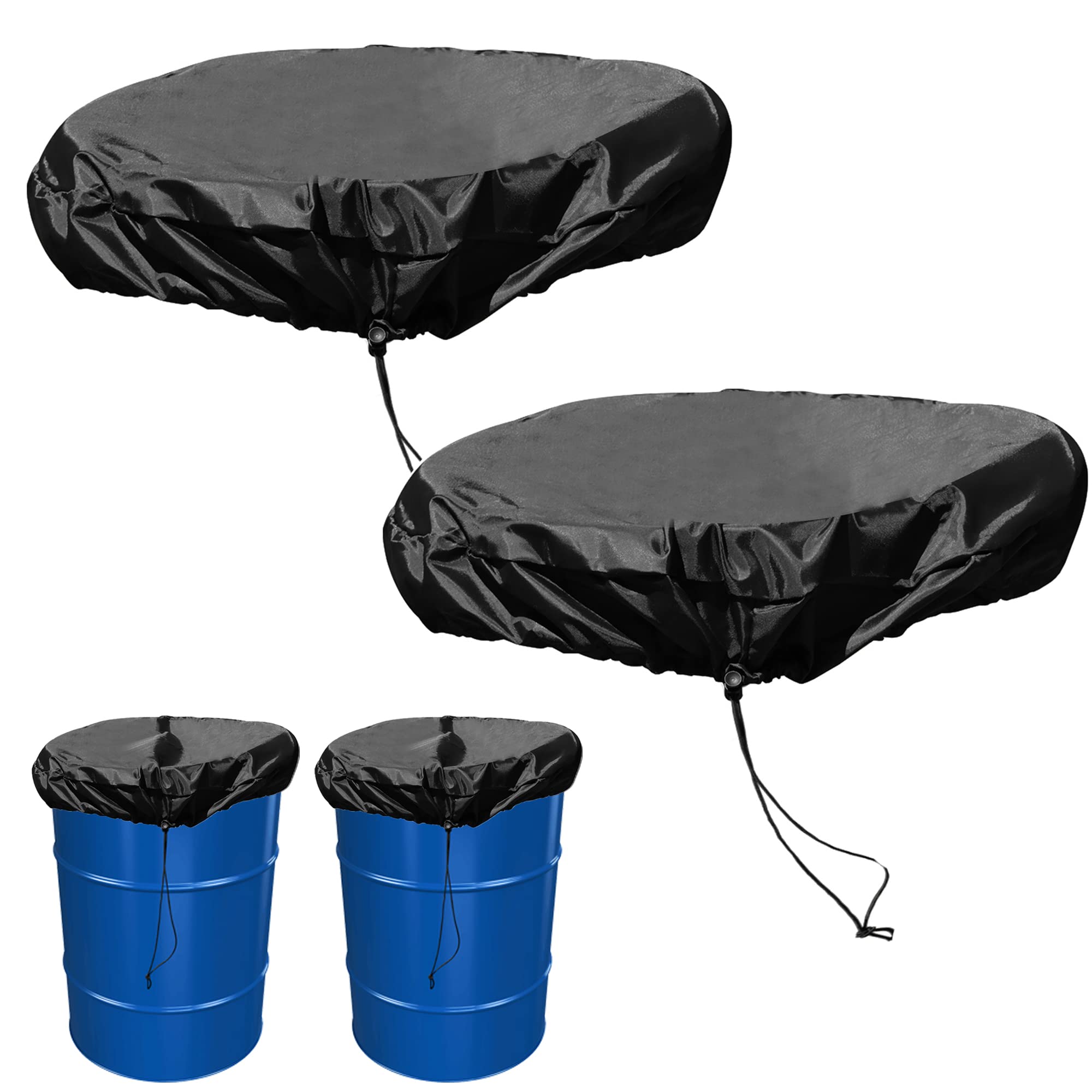55 Gallon Drum Cover - Stretchable Adjustable Drum Cover With Drawstring, Water Storage Barrel Cover For Barrel Universal Rain B