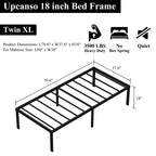 Upcanso 18 Inch Twin Xl Bed Frames, Metal Platform Twin Xl Bed Frame With High Storage, Eassy Assembly 2,500 Lbs Heavy Duty Bedframes, Black