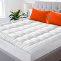 100% Cotton Top Full Size Mattress Topper, Breathable & Cooling Mattress Topper Full Size, Elastic Fitted Full Mattress Topper W