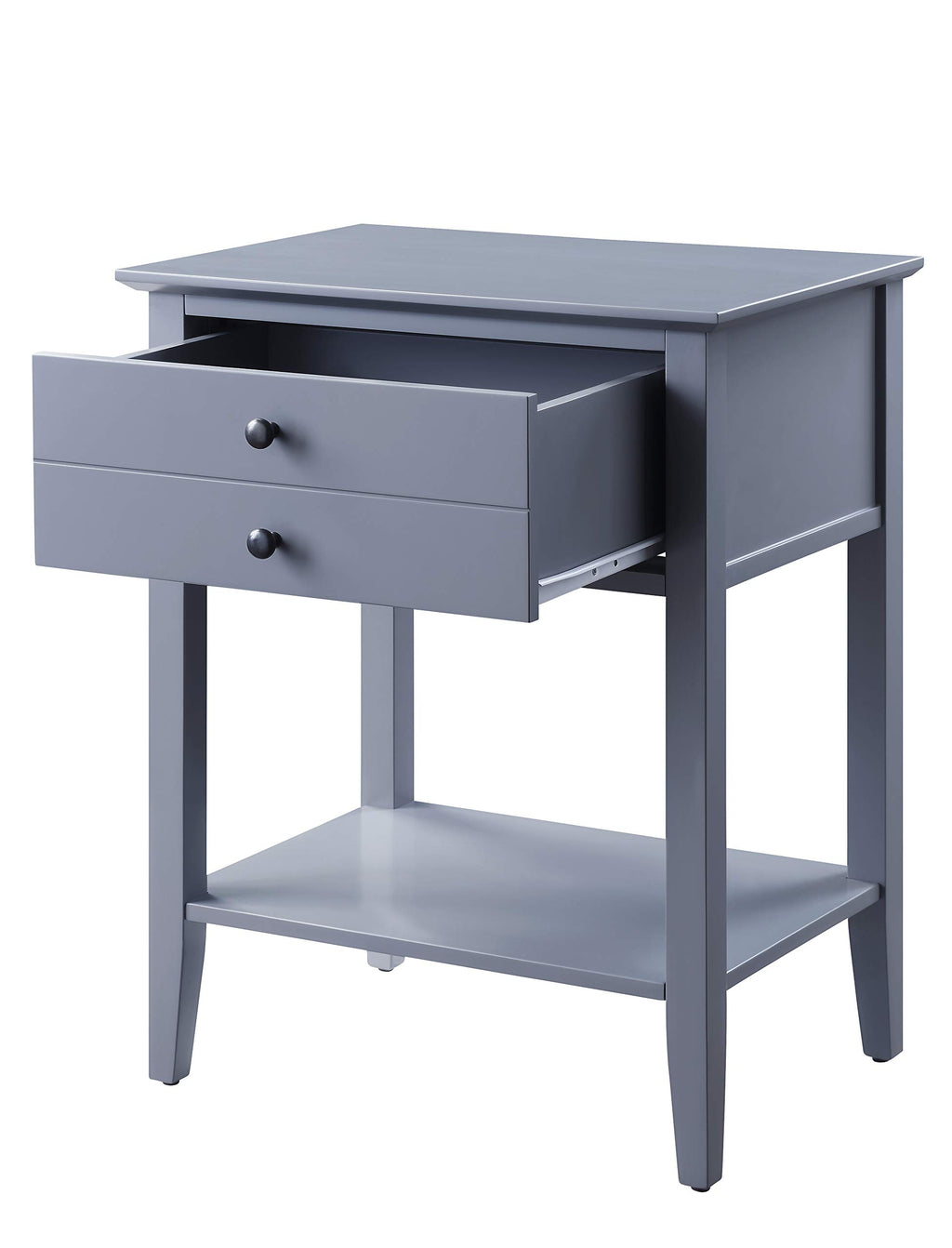 Acme Grardor Wooden Side Table with USB Charging Dock in Gray