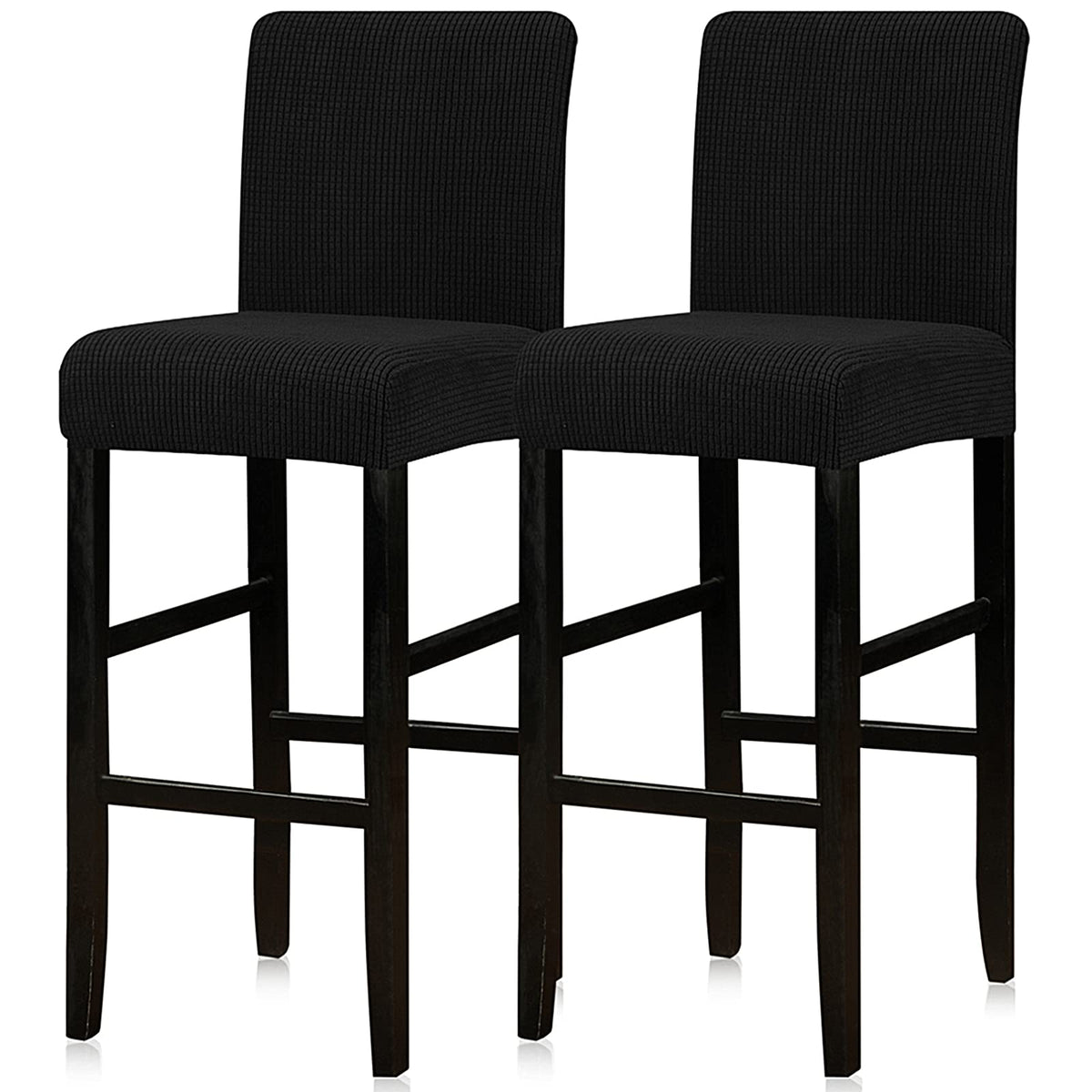 Lellen Reusable Pub Counter Stool Chair Covers Slipcover Stretch Removable Washable Dining Room Chair Covers Set Of 2(Black)