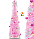 Valentines Day Decorations 6 Ft Pink Valentines Christmas Tree Dual Color Change Lights Battery Operated Pop Up Tinsel Tree Warm