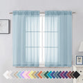 Aiyufeng 2 Pack: Basic Sky Blue Sheer Curtain Drapes 45 Inch Length 2 Panels for Living Room, Light Filtering Voile Drapes for B