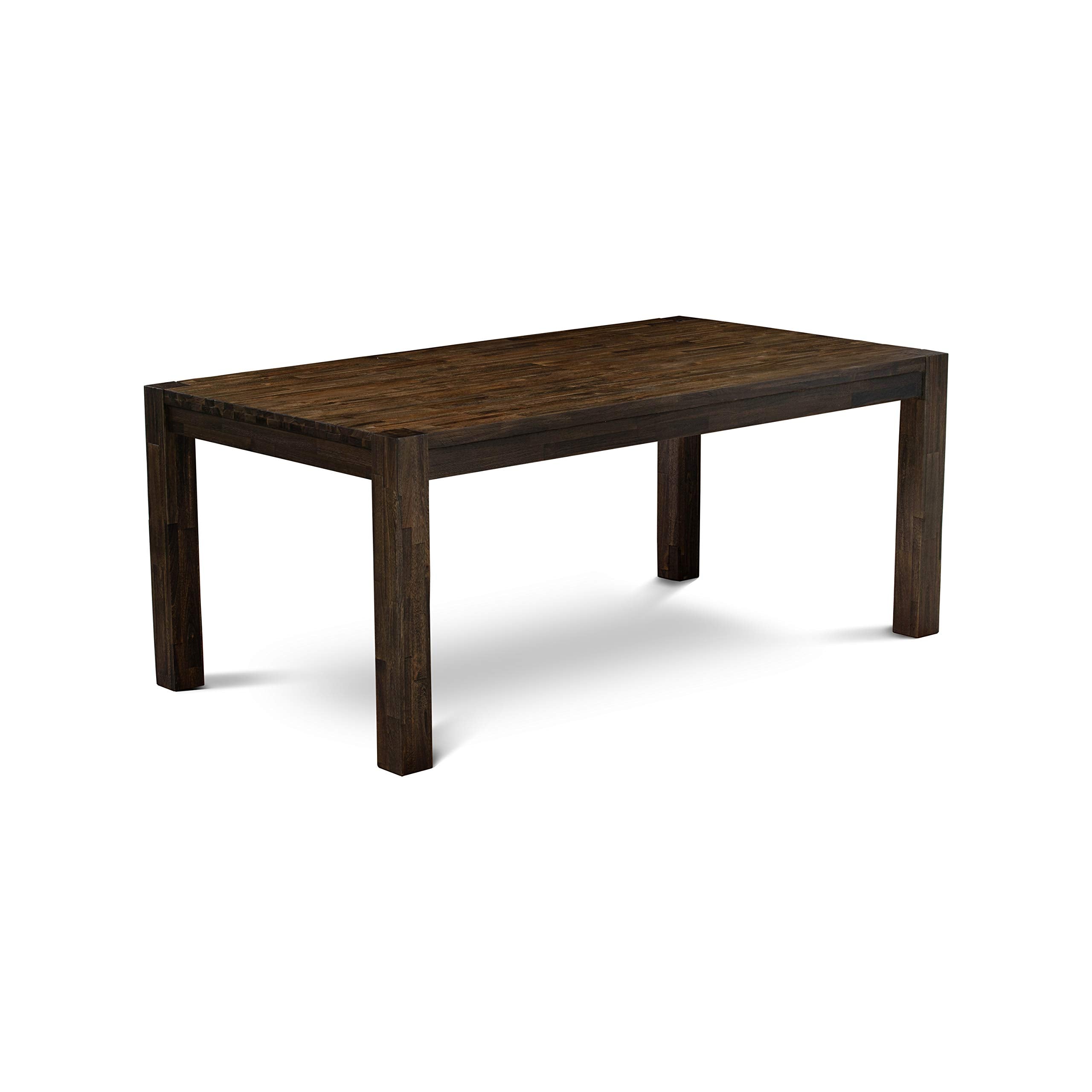 East West Furniture Lmab9-77-47 9 Piece Dining Room Set Includes A Rectangle Rustic Wood Kitchen Table And 8 Light Sable Linen Fabric Upholstered Parson Chairs, 40X72 Inch, Jacobean