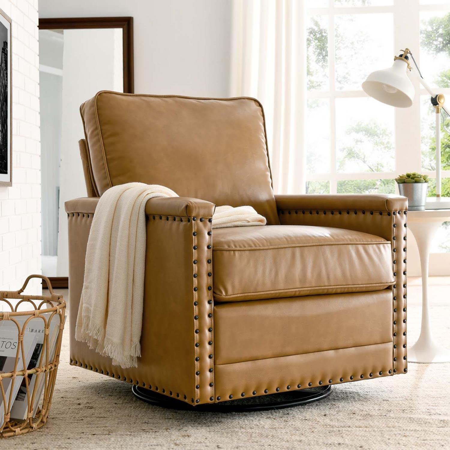 Modway Ashton Sofas, Swivel Chair, Tan