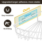Orimade Corner Shower Caddy With 2 Hooks Wall Mounted Metal Bathroom Shelf Storage Organizer Adhesive No Drilling 2 Pack, White