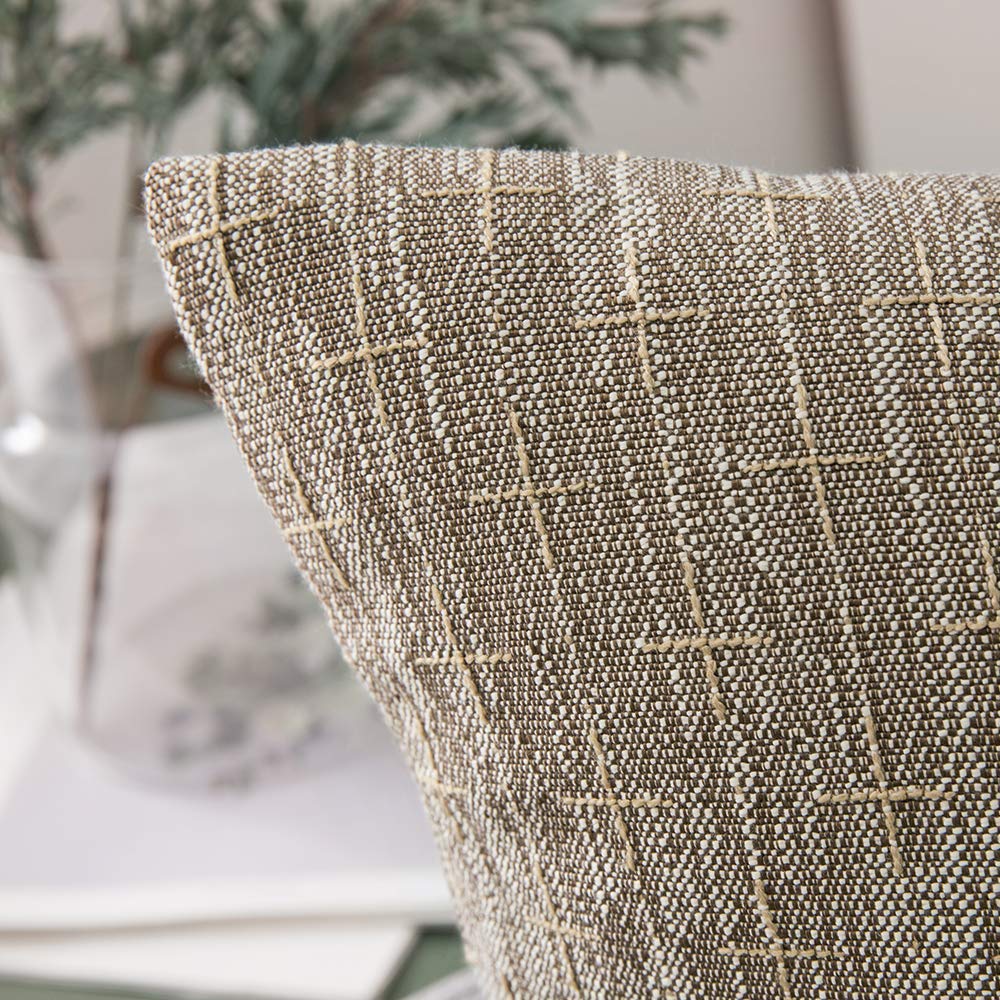 Miulee Pack Of 2 Decorative Burlap Linen Throw Pillow Covers Modern Farmhouse Pillowcases Rustic Woven Textured Cushion Cover For Sofa Couch Bed 16X16 Inch Brown