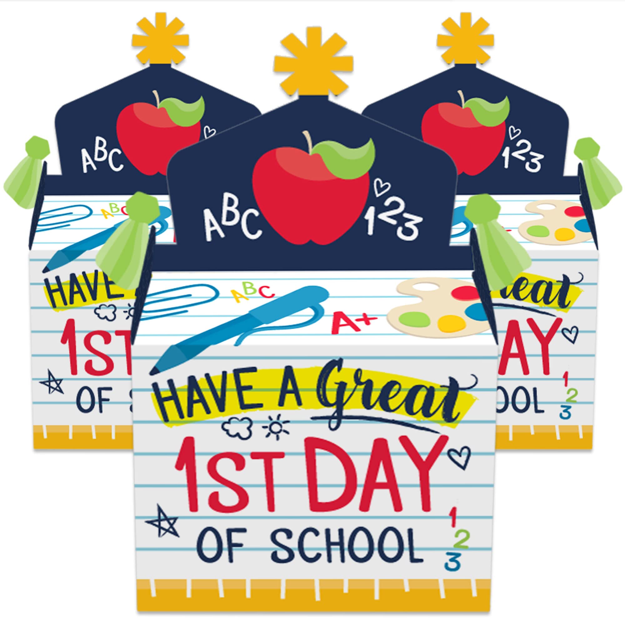 Big Dot Of Happiness First Day Of School - Treat Box Party Favors - Back To School Classroom Decorations Goodie Gable Boxes - Se