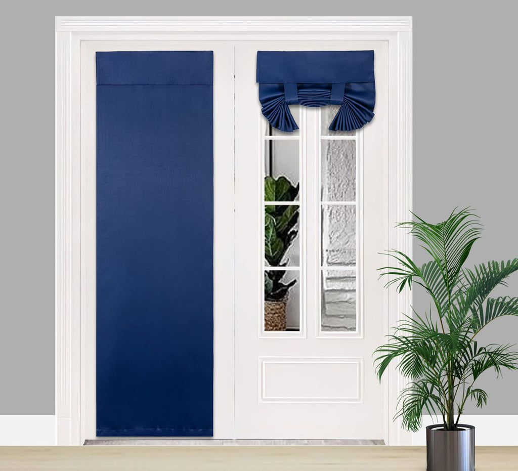 Pi Blackout French Door Curtain,Door Window Shade Privacy Thermal Insulated Long Door Curtain For Glass Door/Sliding Door/Tie Up Shade 1 Panel (W34Xl80,Navy)