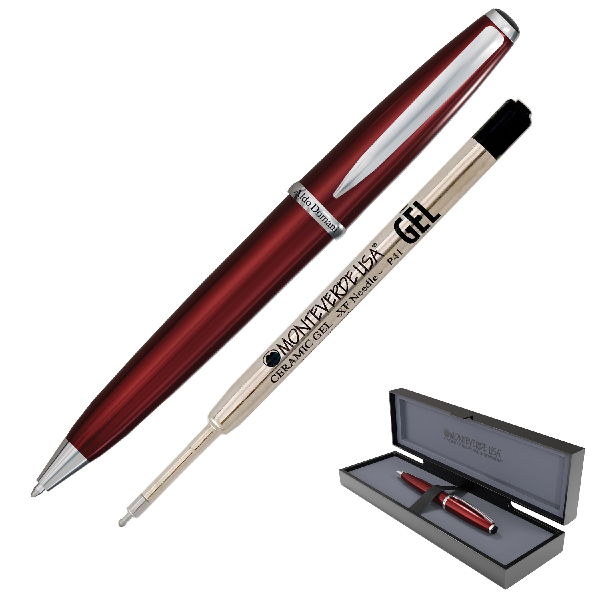 Monteverde Usa Aldo Domani Gel Pen - Red | Smooth Gel Ink | Italian-Inspired Luxury Design | Effortless Writing Performance