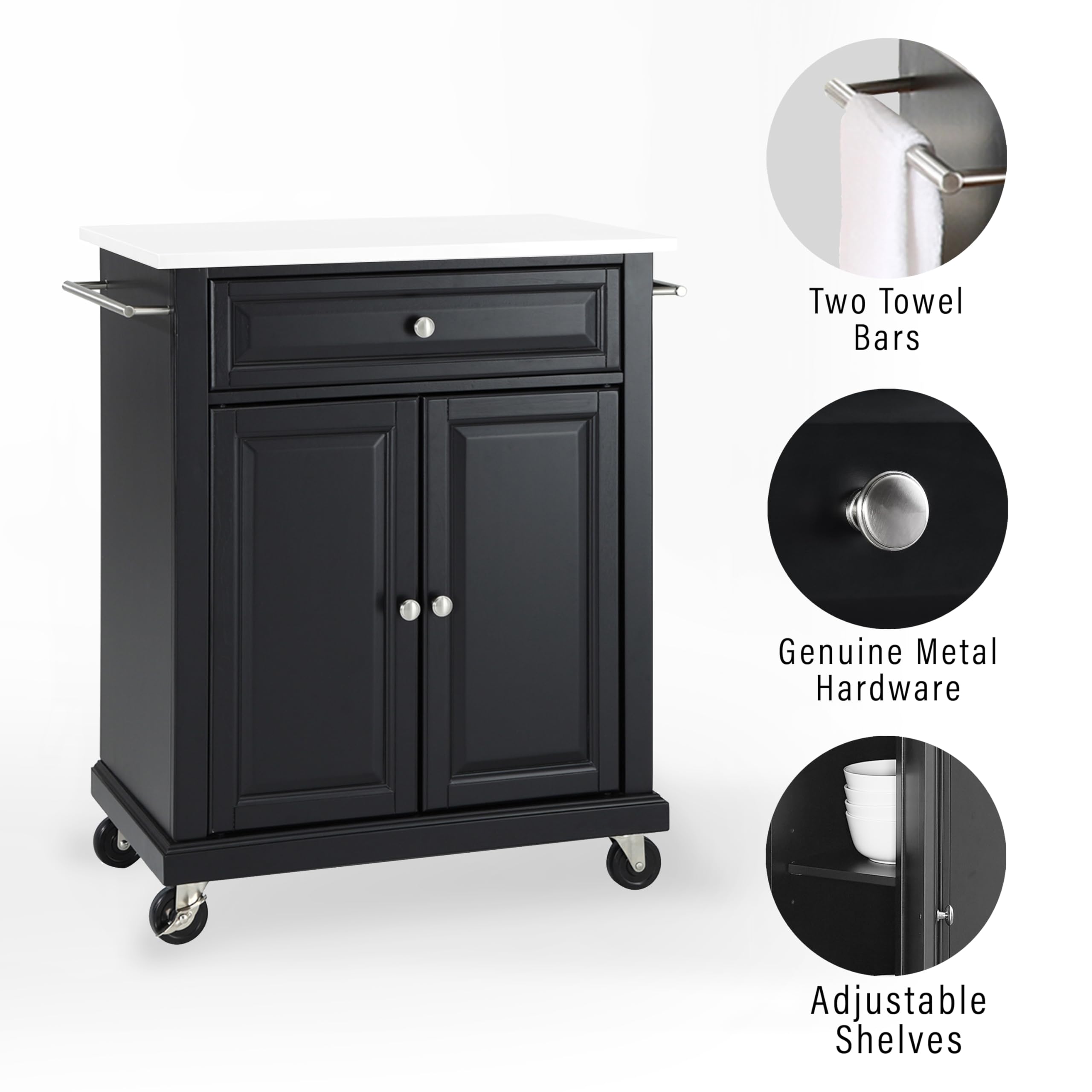 Crosley Furniture Compact Kitchen Island with Stainless Steel Top, Cherry