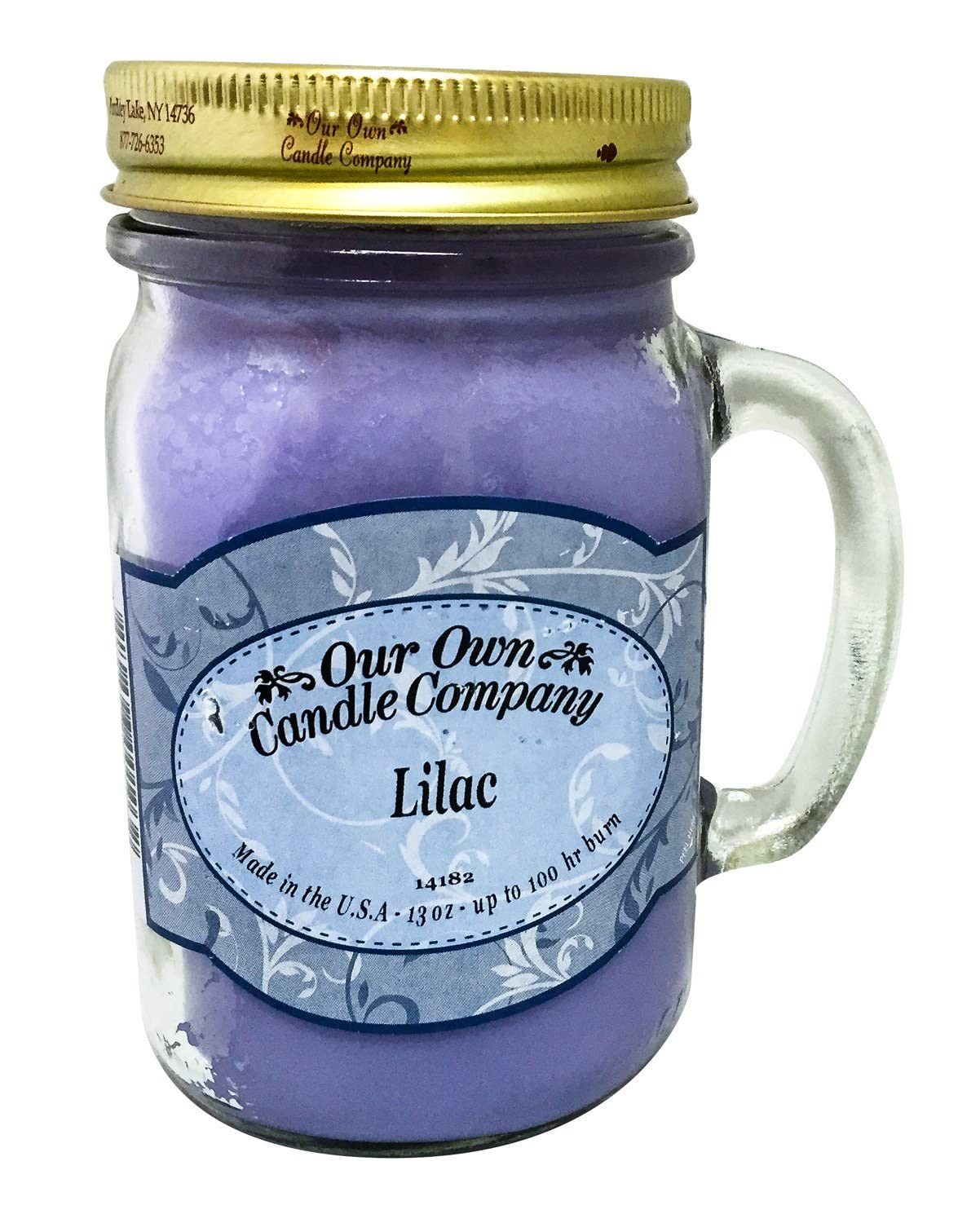 Our Own Candle Company, Lilac Scented Mason Jar Candle, 100 Hour Burn Time, Made in The USA - 13 Ounces