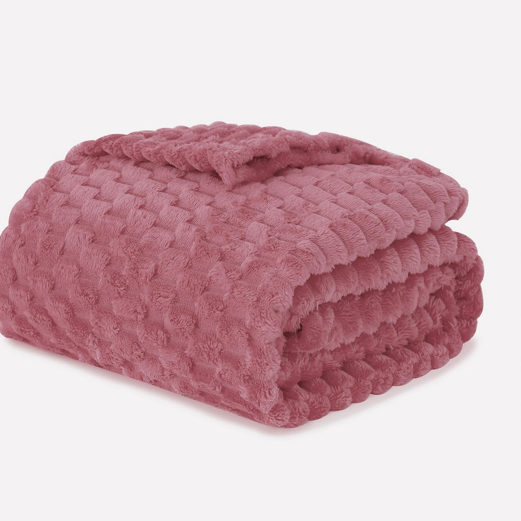 Dusty Pink Throw Blanket 60''  80'' Inches Gifts For Mom Fuzzy 3D Jacquard Decorative Flannel Fleece Super Soft Plush Cozy Blank