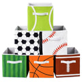 Ferrochef 6 Pcs Sports Ball Non Woven Bins 10 x 10 x 11 Inches Foldable Fabric Toys Storage Baskets with Double Handles Decorati