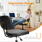 Sweetcrispy Small Office Desk Chair With Wheels Armless Comfy Computer Chair With Lumbar Support, Pu Leather Low Back Adjustable Height 360° Rolling Swivel Task Chair Without Arm For Home, Bedroom