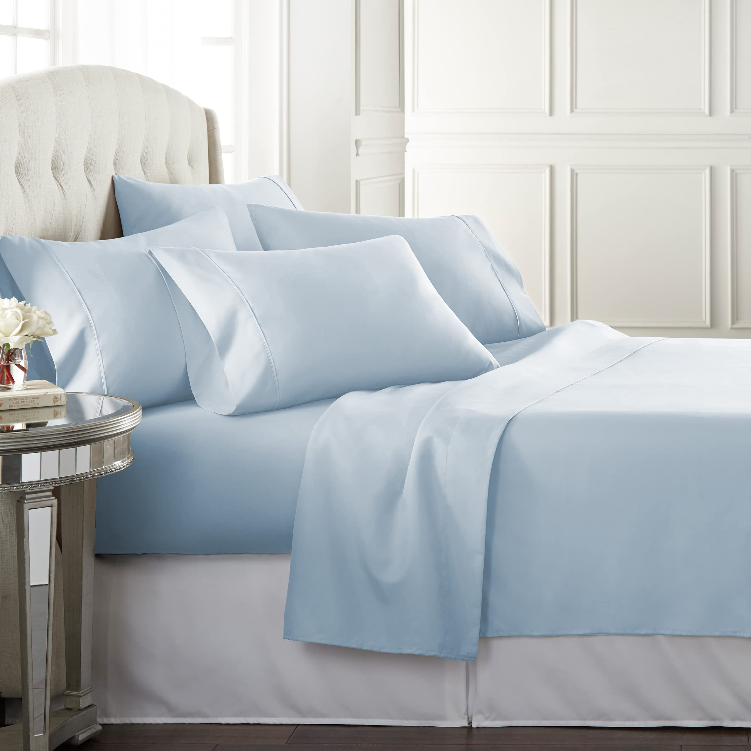 Danjor Linens Queen Sheet Set - 6 Piece Set Including 4 Pillowcases - Deep Pockets - Breathable, Soft Bed Sheets - Wrinkle Free
