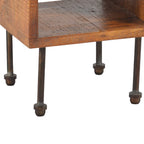 TUP THE URBAN PORT 22 Inch Industrial Style Cube Shape Wooden Nightstand with Rough Sawn Texture,Brown