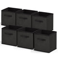 Nestl Foldable Fabric Storage Bins - 6 Cube Organizer with Handles, Black, 11-Inch for Bedroom, Playroom and More