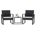 Flamaker 3 Pieces Patio Furniture Outdoor Wicker Modern Rattan Chair Conversation Sets With Coffee Table For Yard, Bistro(White)