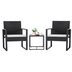 Flamaker 3 Pieces Patio Furniture Outdoor Wicker Modern Rattan Chair Conversation Sets With Coffee Table For Yard, Bistro(White)