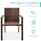 Best Choice Products Set Of 2 Stackable Outdoor Wicker Dining Chairs All-Weather Firepit Armchair W/Armrests, Steel Frame For Patio, Deck, Garden, Yard - Light Brown