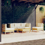 vidaXL Solid Pinewood Patio Lounge Set - 6 Pieces with Gray Cushions, Perfect for Outdoor Furniture, Garden Lounge, includes Corner and Middle Sofas, Footstool/Table