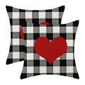 Aeioae Valentines Pillow Covers 22X22 Inch Set Of 2,Black Buffalo Plaid Love Heart Throw Pillows Case,Valentine'S Day Anniversar