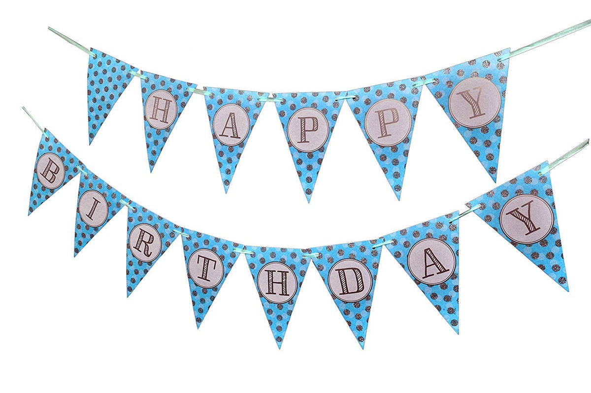 Khurana Decorative Happy Birthday Banner Bunting for Birthday Decoration (Blue Color)