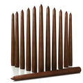CANDWAX 12 inch Taper Candles Set of 12 - Dripless and Smokeless Candle Unscented - Slow Burning Candle Sticks - Brown Candle Ta