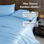 Shilucheng 4 Piece King Sheet Sets, Cooling Sheets, Blend Rayon Derived From Bamboo, Deep Pocket Up To 16', Breathable & Soft Bed Sheets, Hotel Silky Bedding Set, Lake Blue
