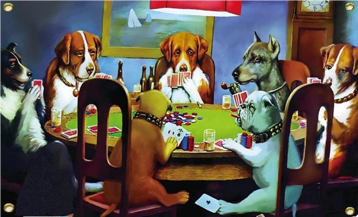 Lepckiat Dogs Playing Poker Funny Flag 3X5Ft,Meme Flag,Vivid Color - Double Stitched Polyester With 4 Brass Grommets For College