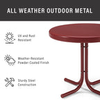 Crosley Furniture Gracie Weather Resistant Retro Metal Outdoor Side Table for Patio, Deck, Porch, Coral Red